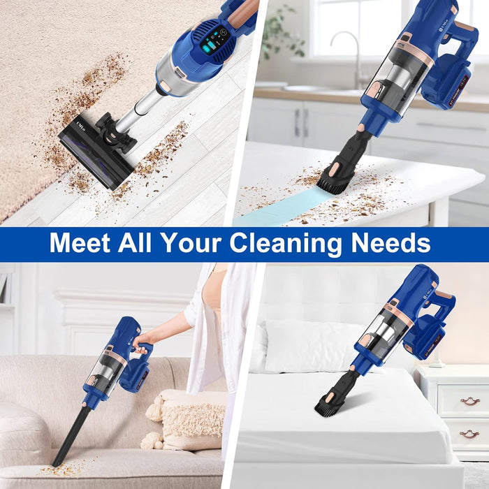 UMLo Cordless Vacuum Cleaner, 300W 30Kpa Cordless Stick Vacuum with LED Display, Up to 60mins Runtime, 4000mAh Battery Cordless Vacuum, 6 in 1 Light Vacuum Cleaners for Home Pet Hair Carpet Floor, V11