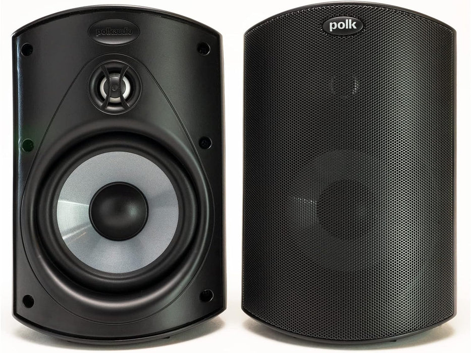 Polk Audio Atrium 4 Outdoor Speakers with Powerful Bass (Pair, Black), All-Weather Durability, Broad Sound Coverage, Speed-Lock Mounting System