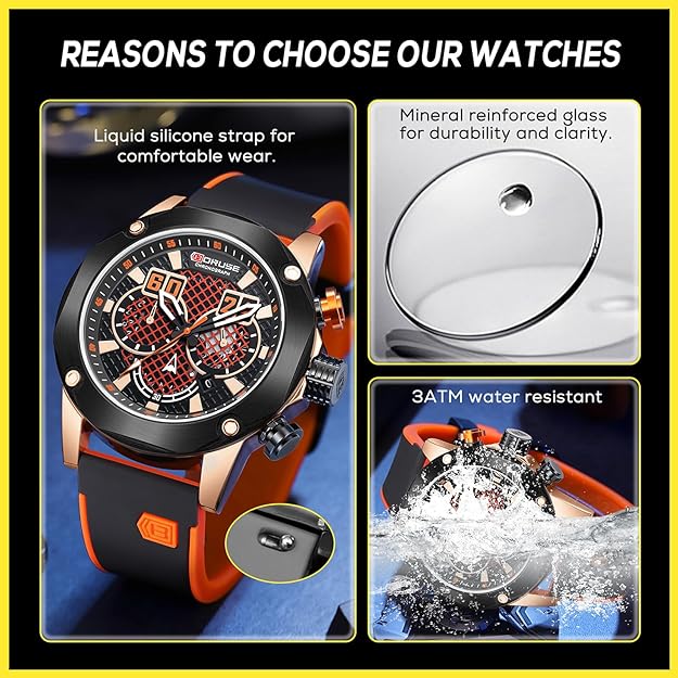 Big Face Mens Watches Sport Chronograph Waterproof Quartz Watch Luxury Casual Silicone Strap Analog Skeleton Hollow Men Wrist Watch