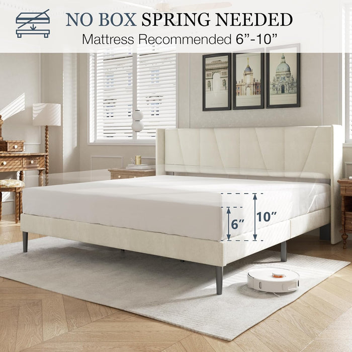 HAOARA King Bed Frame with Headboard, Velvet Upholstered Platform Bed Frames, Contemporary Mattress Foundation, Noise Free, No Box Spring Needed, Easy...