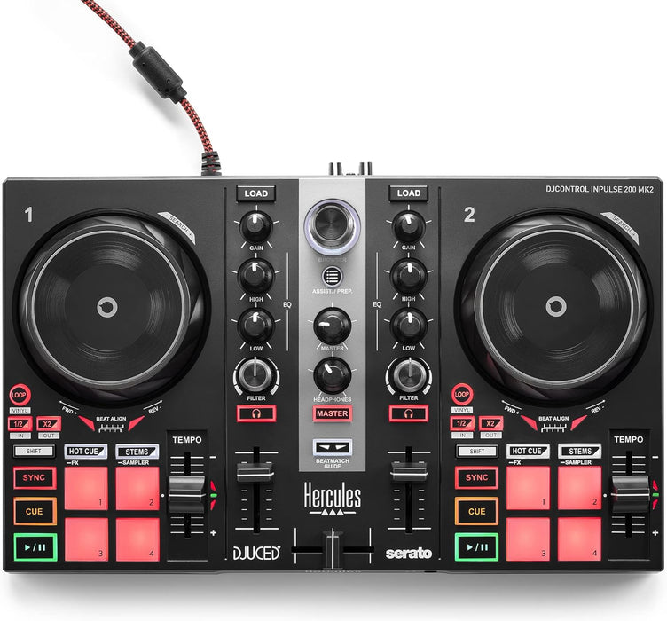 Hercules DJControl Inpulse 200 MK2 — Ideal DJ Controller for Learning to Mix — Software and Tutorials Included, Black