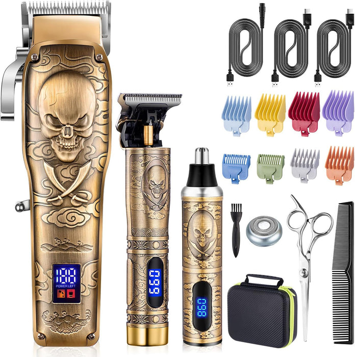 Roziapro Hair Clipper for Men Zero Gapped Nose Hair Trimmer Set Professional Barber Clippers for Haircut Cordless Beard Trimmer, Rechargeable Clippers Set for Hair Cutting (Gold)