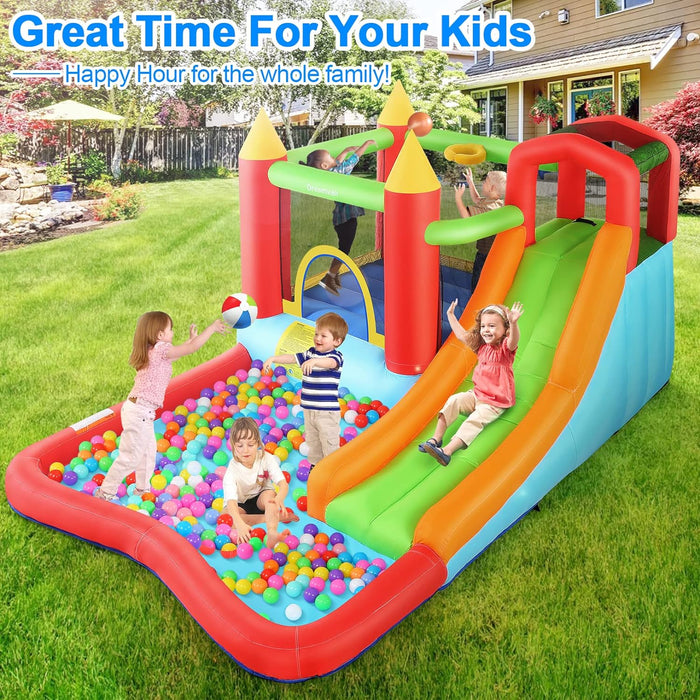 AKEYDIY Inflatable Bounce House with Slide |13 x 12ft Kids Bounce House Jump 'n Slide, Rocket Castle Bouncer,Water Bounce House & Slide Park,Climb&Jump All-in-one Bouncy House for Kids 3-12 Backyard