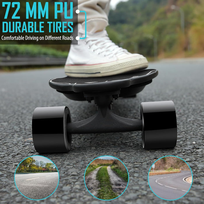 Caroma Electric Skateboards with Remote, 350W Powerful Brushless Motor, 12.4MPH Top Speed, 13 Miles Max Range, Various Speeds Adjustable, Electric Longboard for Adults & Teens, Suitable for Beginners