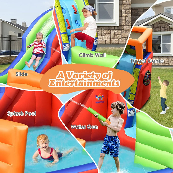 BOUNTECH Inflatable Water Slide, Pirate Ship Waterslide Park for Kids Backyard Fun w/735W Blower, Dart Game, Splash Pool, Blow up Water Slides Inflatables for Kids and Adults Birthday Party Gifts