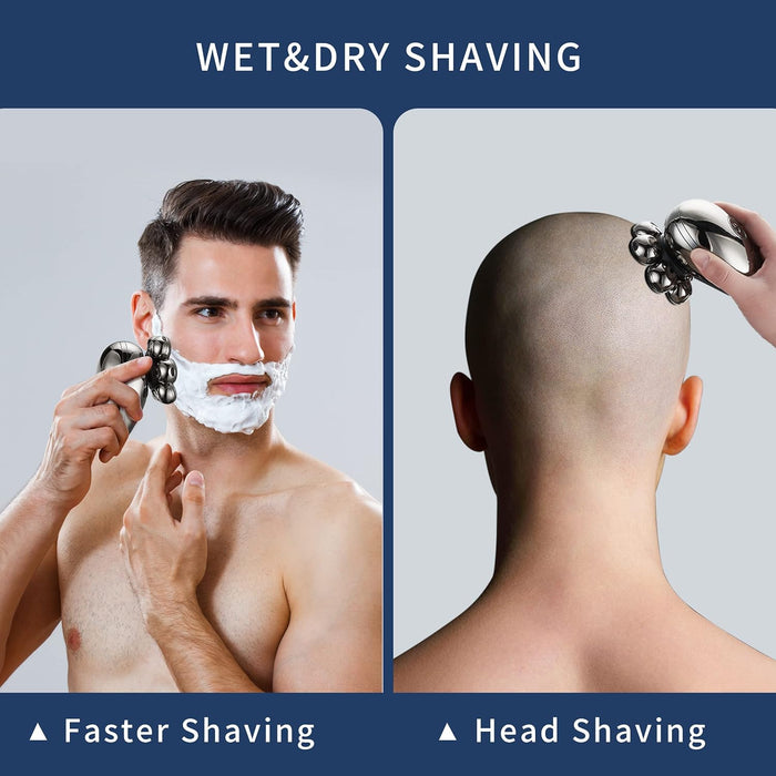 VODOZAVA Electric Razor for Men,2 in 1 Head Shavers for Bald Men, 7D Electric Shavers for Men with Nose Hair Trimmer, Waterproof Wet/Dry Mens Grooming Kit