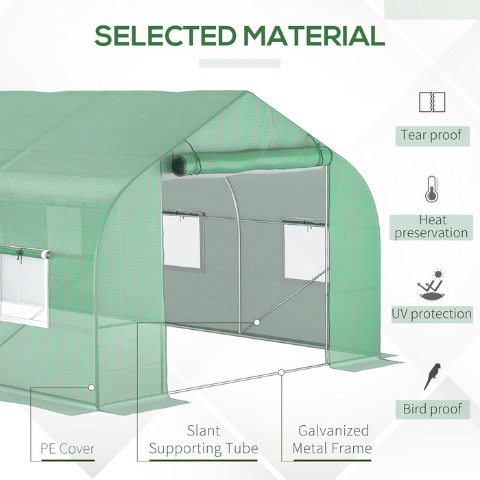 Outsunny 20' x 10' x 7' Walk-in Greenhouse, Tunnel Green House with Zippered Mesh Door and 6 Mesh Windows, Gardening Plant Hot House with Galvanized Steel Frame, Green