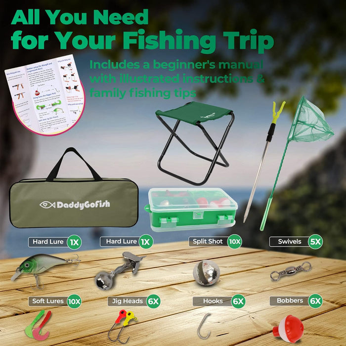 DaddyGoFish Kids Fishing Pole - Rod Reel Combo Tackle Box Starter Set - First Year Small Dock Gear Kit for Boys Girls Toddler Youth Age Beginner Little...