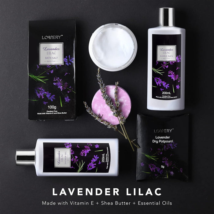 Gift Basket Bath and Body Gifts for Men – Spa Gift Baskets for Women, Lavender Lilac Spa Kit