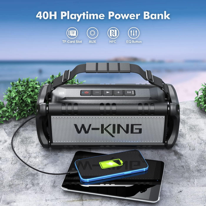 W-KING Bluetooth Speaker, 90W Peak 50W RMS Powerful Bluetooth Speaker Loud IPX6 Waterproof, Large Outdoor Portable Speaker Wireless Deep Bass/Bluetooth 5.0/Power Bank/40H Playtime/TF-Card/AUX/NFC/EQ