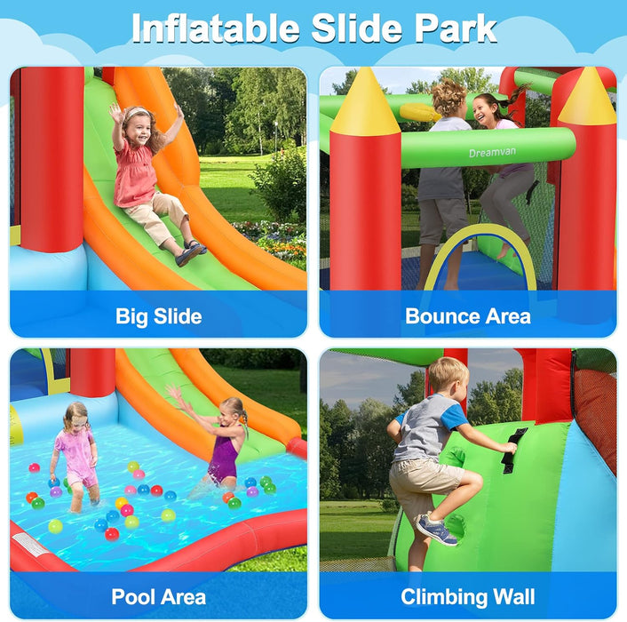 AKEYDIY Inflatable Bounce House with Slide |13 x 12ft Kids Bounce House Jump 'n Slide, Rocket Castle Bouncer,Water Bounce House & Slide Park,Climb&Jump All-in-one Bouncy House for Kids 3-12 Backyard