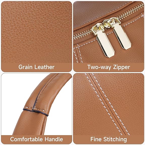 Juoxeepy Tote Bag Faux Leather Hobo Bag Women Office Work Bag Soft Grained Leather Shoulder Bag Trendy Handbag Purse