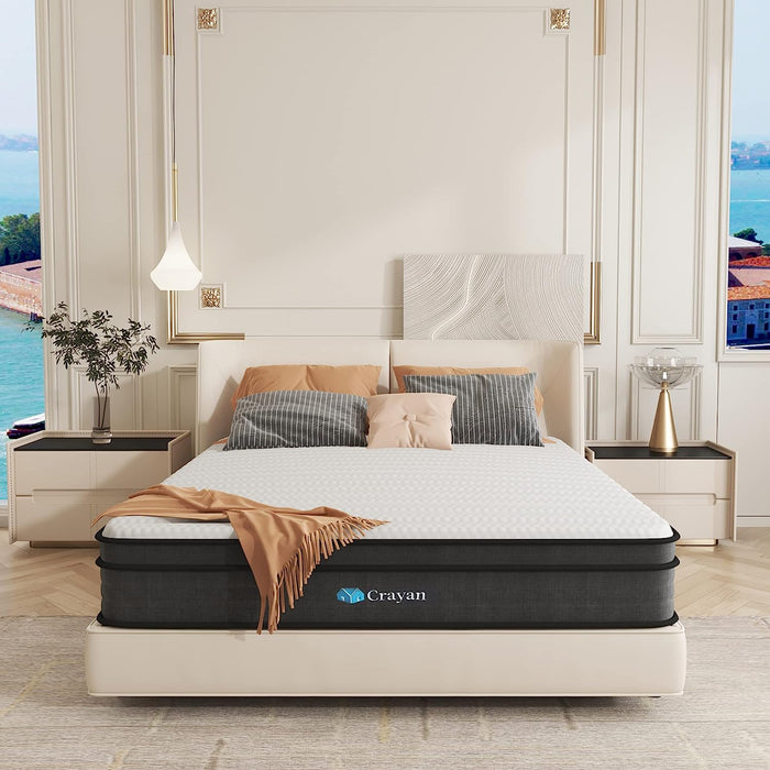 Crayan Queen Mattress, 10 Inch Memory Foam Mattress Queen Size, Hybrid Mattress in a Box with Individual Pocket Spring for Motion Isolation & Silent...