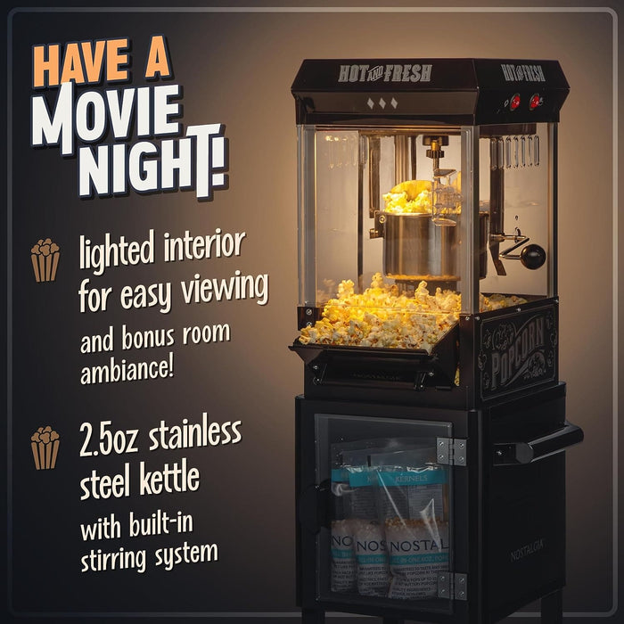 Nostalgia Popcorn Maker Machine - Professional Cart With 2.5 Oz Kettle