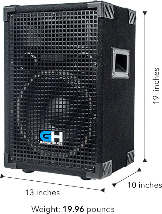 Grindhouse Speakers - GH10L-Pair - Pair of Passive 10 Inch 2-Way Loudspeaker Cabinet - 600 Watt each Full Range PA/DJ Band Live Sound Speaker