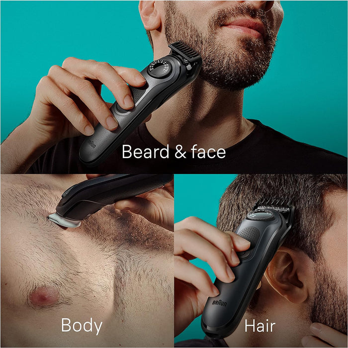 Braun All-in-One Style Kit Series 5 5470, 8-in-1 Trimmer for Men with Beard Trimmer, Body Trimmer for Manscaping, Hair Clippers & More, Ultra-Sharp Blade, 40 Length Settings, Waterproof