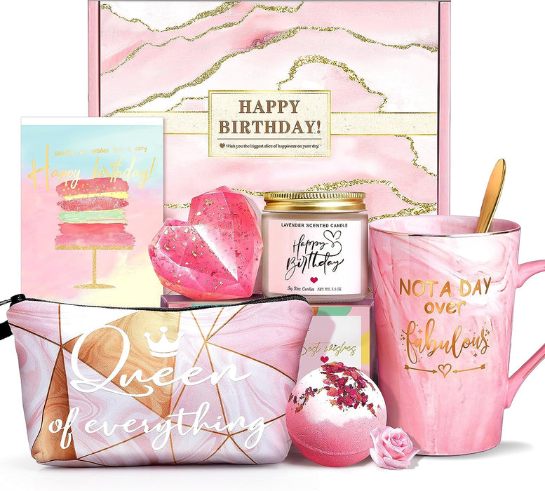 Not A Day Over Fabulous Mug Gifts Set- Birthday Gifts for Women - Funny Birthday Gift Ideas for Her,Friends, Coworkers, Her, Wife, Mom, Daughter, Sister, Aunt Ceramic Marble Mug 14 Oz