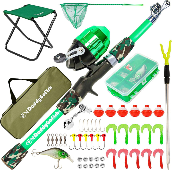 DaddyGoFish Kids Fishing Pole - Rod Reel Combo Tackle Box Starter Set - First Year Small Dock Gear Kit for Boys Girls Toddler Youth Age Beginner Little...