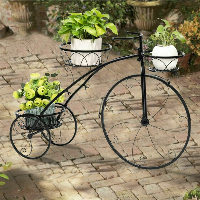 Modern Plant Stand Indoor & Outdoor Flower Rack Paint Bicycle Planter Display Rack
