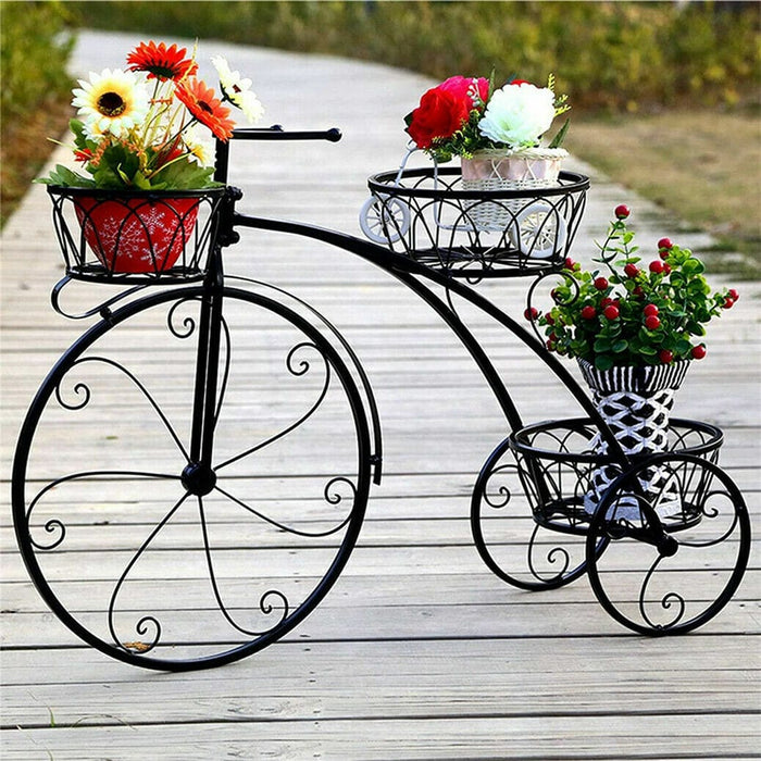 Modern Plant Stand Indoor & Outdoor Flower Rack Paint Bicycle Planter Display Rack