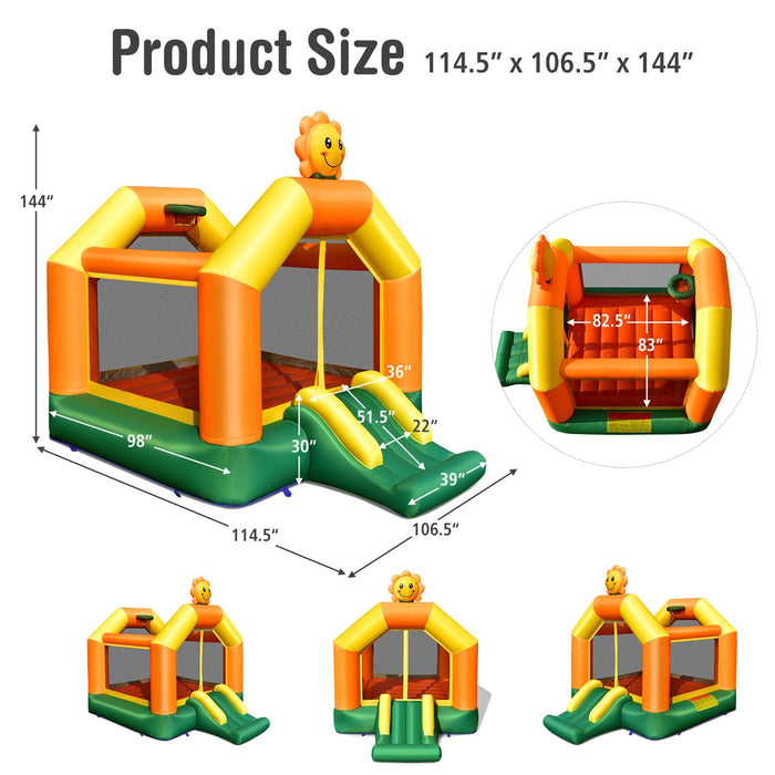 Inflatable Bounce Castle Jumping House Kids Playhouse w/ Slide & 480W Blower