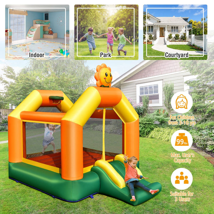 Inflatable Bounce Castle Jumping House Kids Playhouse w/ Slide & 480W Blower