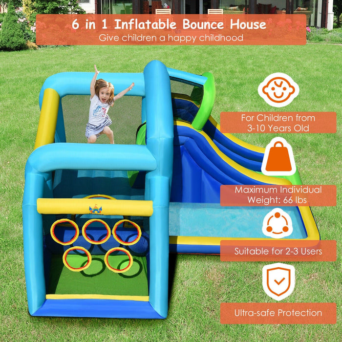 Inflatable Bouncer Climbing Bounce House Kids Slide Park Ball Pit w/ 750W Blower