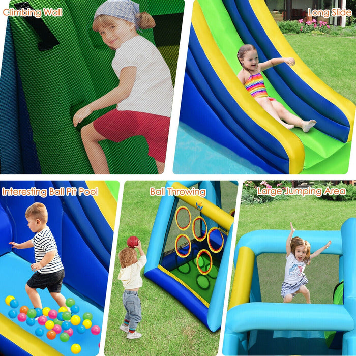 Inflatable Bouncer Climbing Bounce House Kids Slide Park Ball Pit w/ 750W Blower