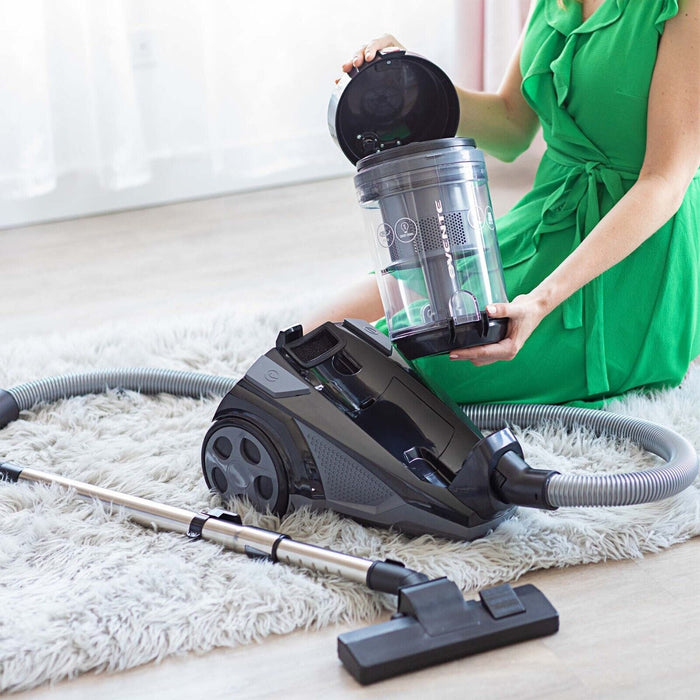 Ovente Bagless Canister Cyclonic Vacuum 1400W Bendable Multi-Angle Black