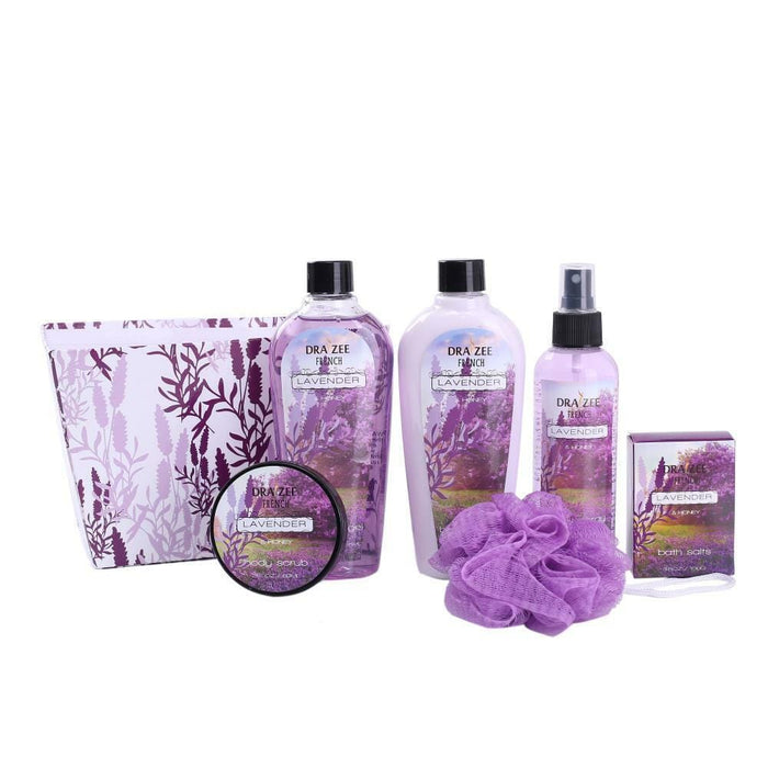 Draizee Spa Basket for Women w/ Refreshing LAVENDER Fragrance Skin Care Set