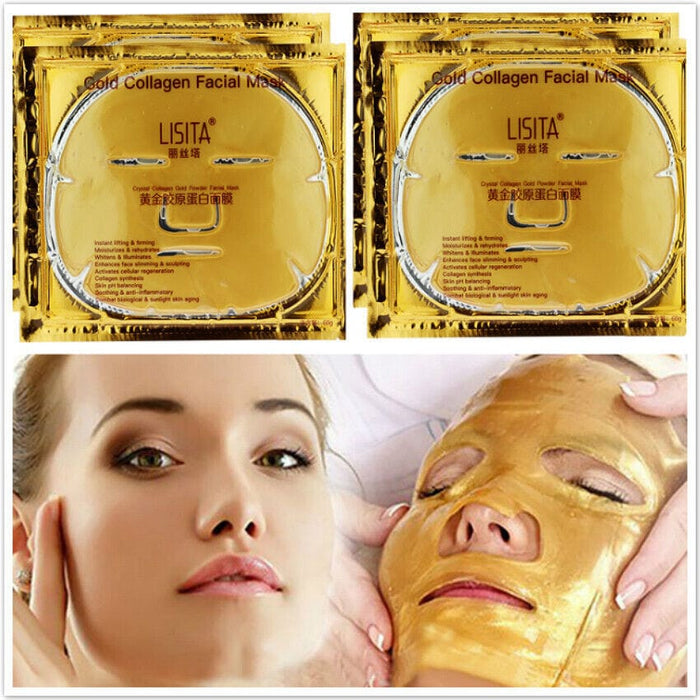10Pack 24k Gold Face Mask Collagen Gel Mask Anti Aging Firming Christmas Gift