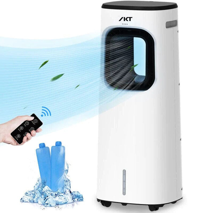 IKT Bladeless Cooling Fan, 28in Evaporative Air Cooler, 3 Wind Speeds, 4 Modes