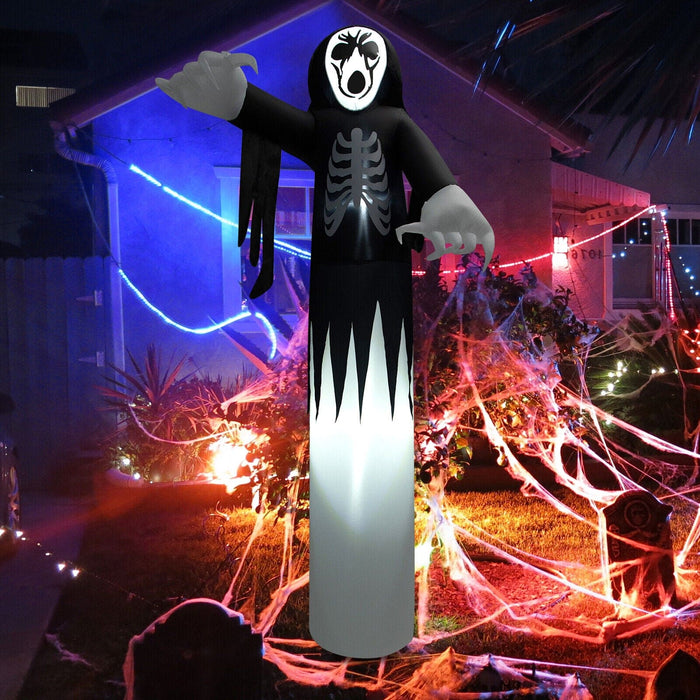 12 FT Inflatable Halloween Skeleton Giant Blow up Halloween Skull w/ LED Lights
