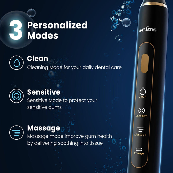Sonic Electric Toothbrush Rechargeable 7 Brush Heads & 3 Modes Precise Cleaning