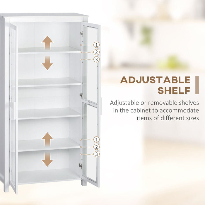 Modern Kitchen Pantry, 5-tier Storage Cabinet w/ Adjustable Shelves, White