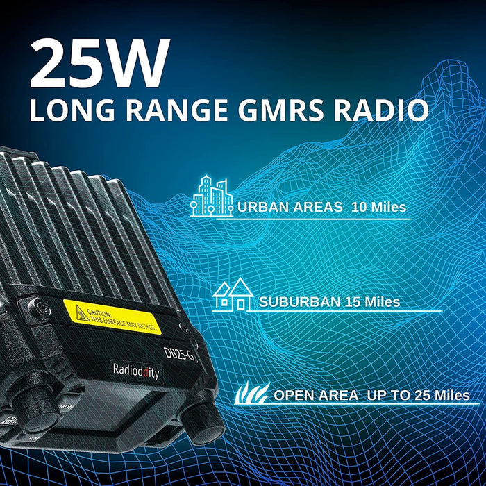 Radioddity DB25-G GMRS Mobile Radio 25W Two Way Radio Long Range Quad Watch