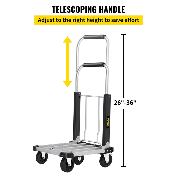 Folding Hand Truck Dolly Cart with Wheels Luggage Cart Trolley for Moving 330lbs