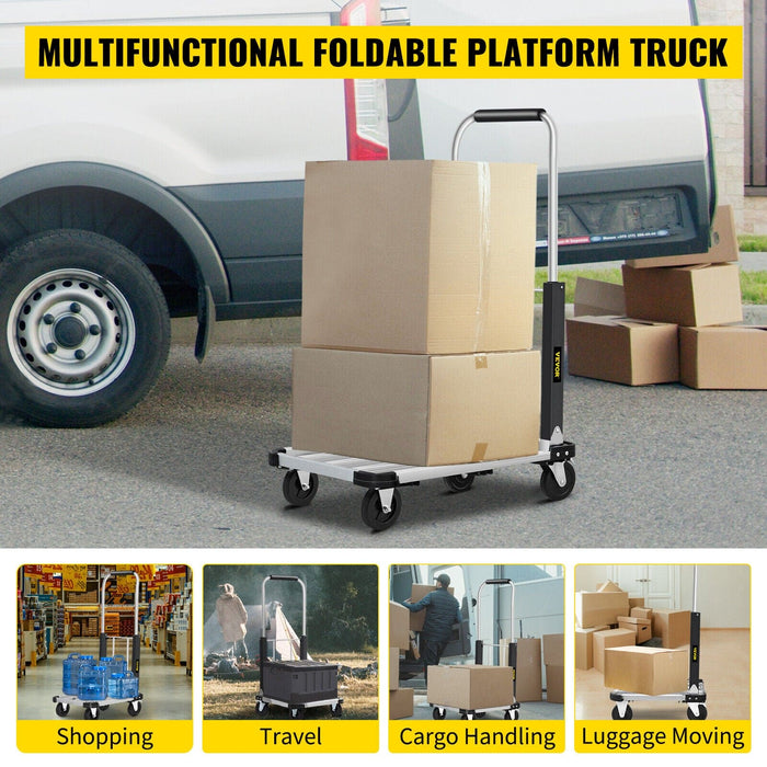 Folding Hand Truck Dolly Cart with Wheels Luggage Cart Trolley for Moving 330lbs