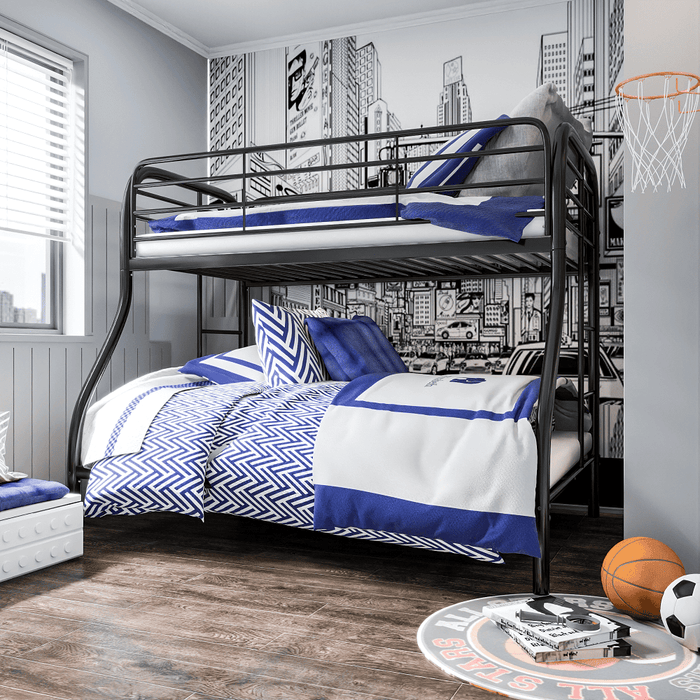 Twin Over Full Bunk Beds Heavy Duty Metal Bed Frames for Kid's Dormitory Bedroom