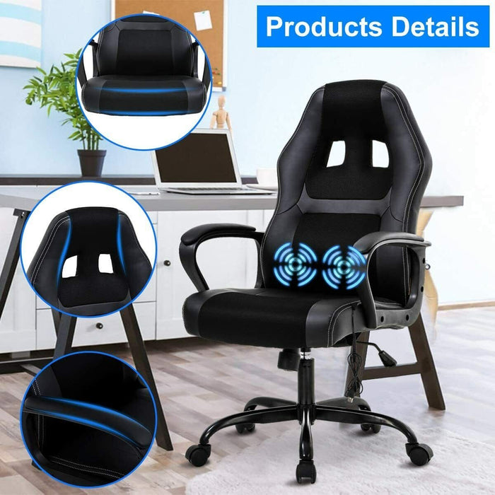 Gaming Chair Massage Computer Chair Office Chair Desk Chair Racing Chair Black