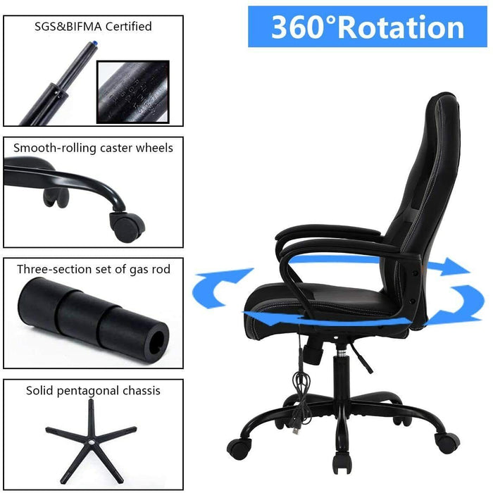 Gaming Chair Massage Computer Chair Office Chair Desk Chair Racing Chair Black