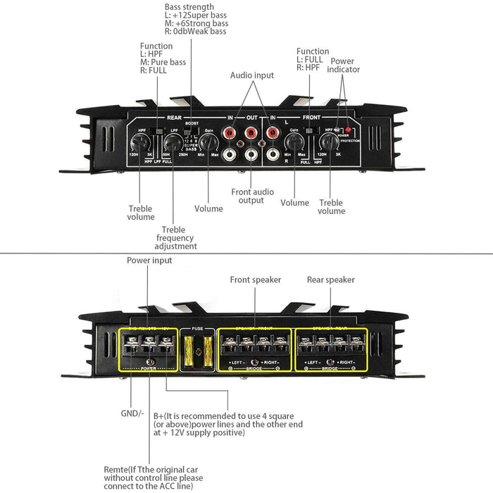 5800W Watt 4 Channel Car Truck Amplifier Stereo Audio Speaker Amp System Device