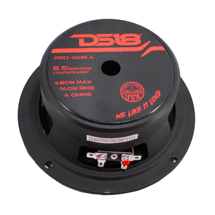 4 x DS18 6.5" 1920W Midrange Loudspeaker 4 Ohm Pro Car Audio PRO-GM6.4