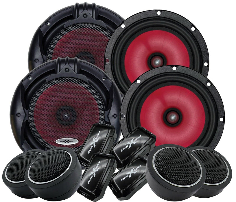 4 x SoundXtreme 1000W 6.5-Inch 2-Way Car Audio Component Speaker System 6-1/2in