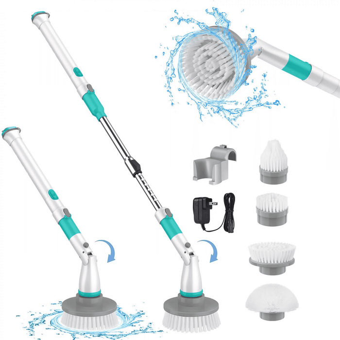 Electric Scrubtastic Rechargeable Cordless Spin Scrubber 4 Head Car Cleaning Mop