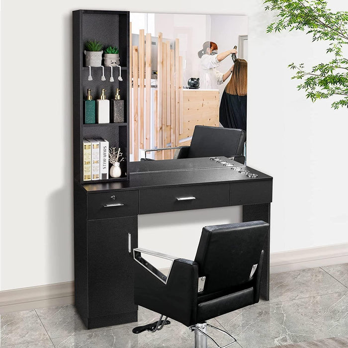 Salon Barber Station Wall Mount Hair Styling w/Mirror Hair Stylist Spa Equipment