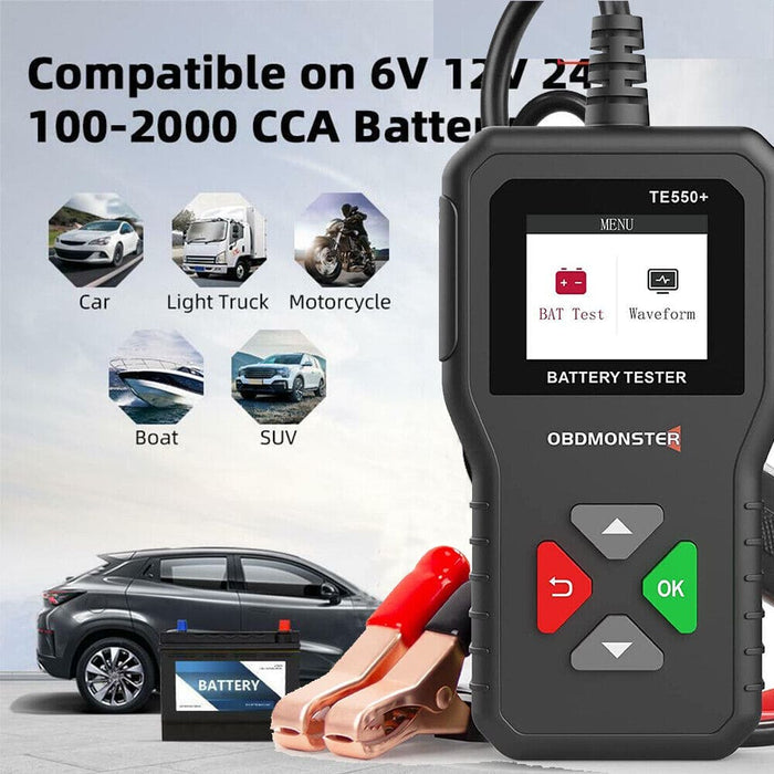 Car Battery Tester 12v 24v Truck Battery Test Charging Cranking Analyzer 2000CCA