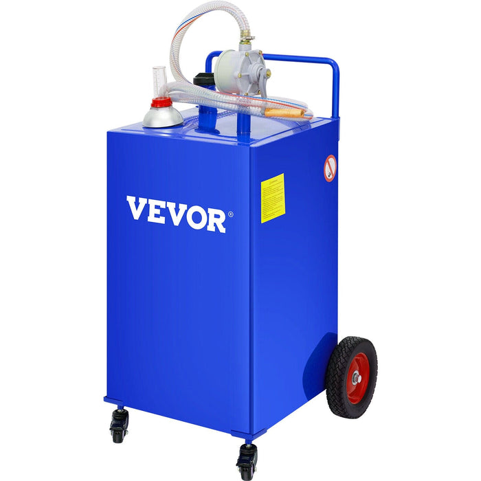 VEVOR 30 Gallon Gas Caddy Fuel Diesel Oil Transfer Tank, 4 Wheels Portable, Pump