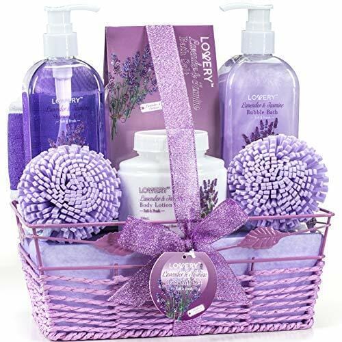 Home Spa Gift Baskets For Women - Bath and Body Spa Set in Lavender Jasmine