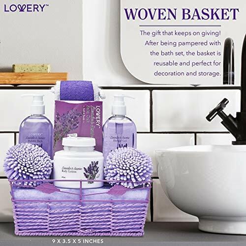 Home Spa Gift Baskets For Women - Bath and Body Spa Set in Lavender Jasmine